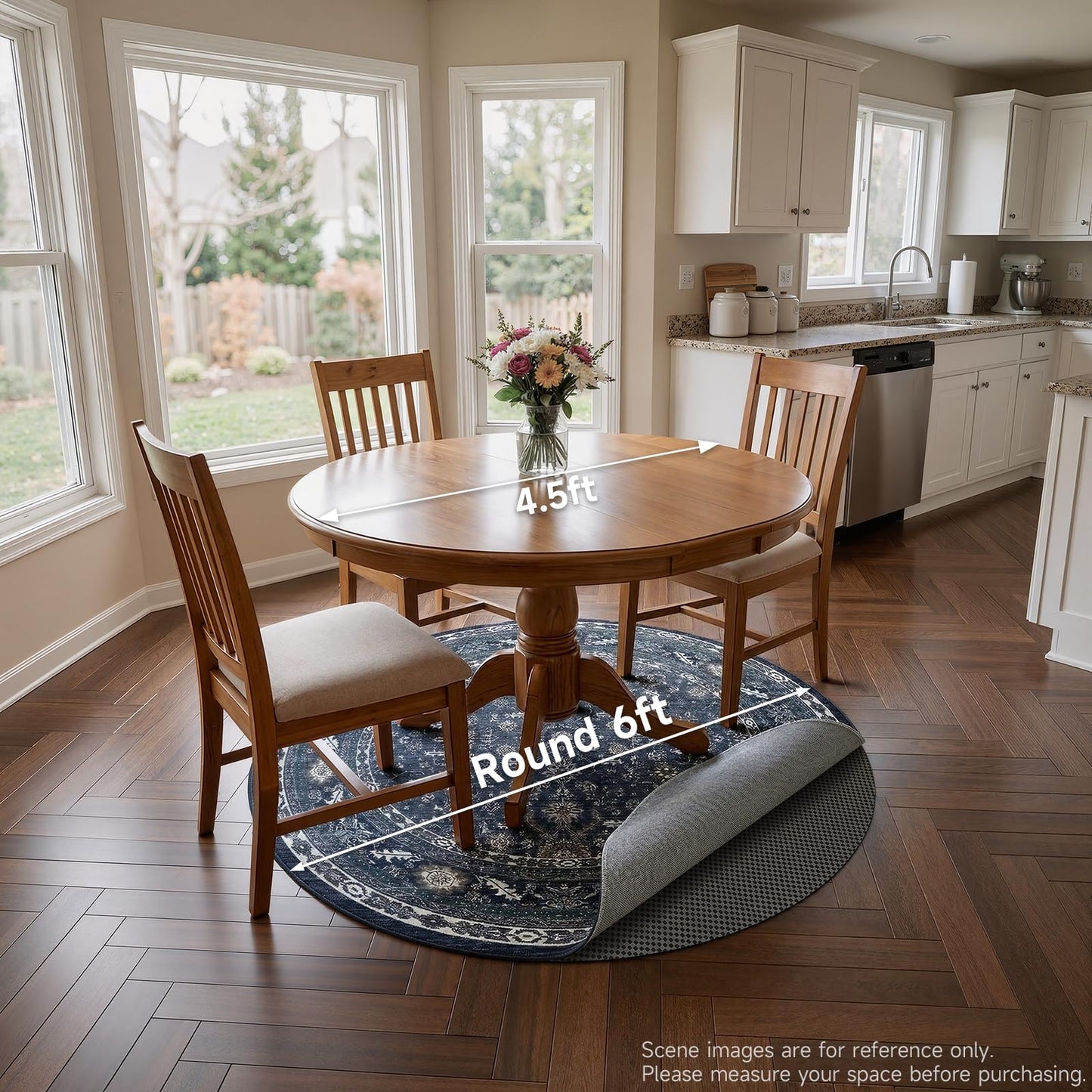 Veken 6 Ft Round Rug Pad Gripper for Hardwood Floors, Non Slip Circle Rug Pads for Area Rugs, Thick Dark Grey Rug Grippers for Tile Floors, Under Carpet Anti Skid Mat, Keep Your Rugs Safe and in Place
