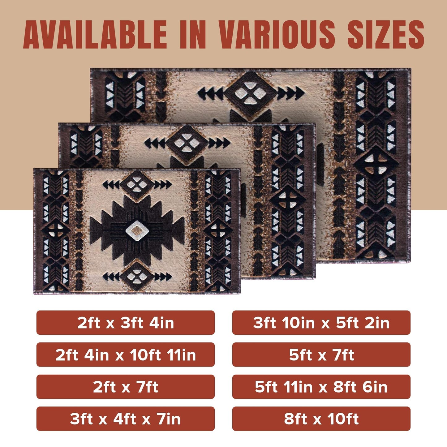 YHSF South West Native American Area Rug C318 - Easy Clean, Thick, Soft, Durable Native Tribal American Indian Inspired Rug for Bedroom/Living Room and More - Berber, 3 Feet x 4 Feet 7 Inches
