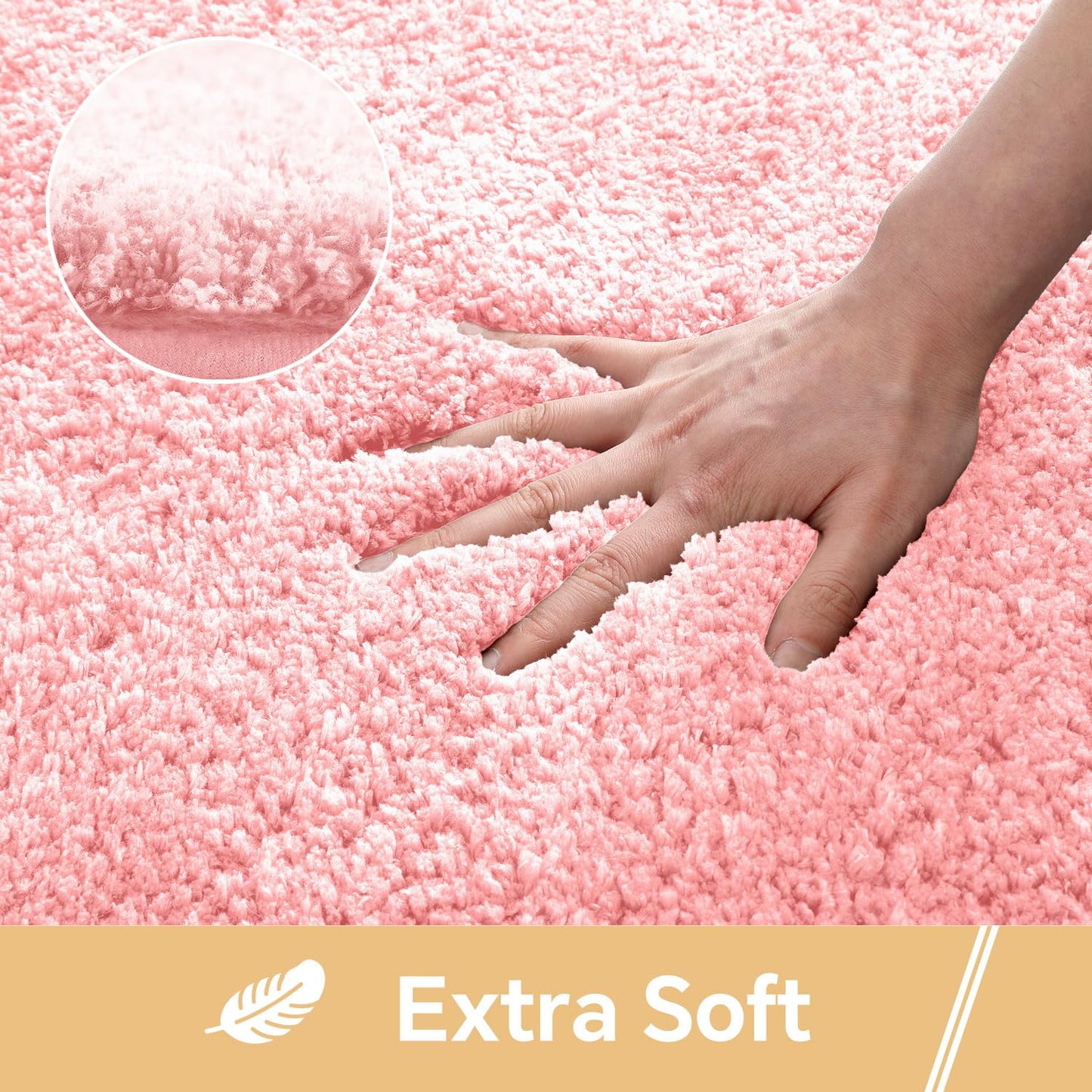 Kildoss Pink Bathroom Rugs 17"x24" - High-Density Microfiber Bath Mat, Fluffy Non Slip Absorbent and Washable Bathroom Mat - Ideal for Small Spaces, Vanity, Toilet, or Pet Mat