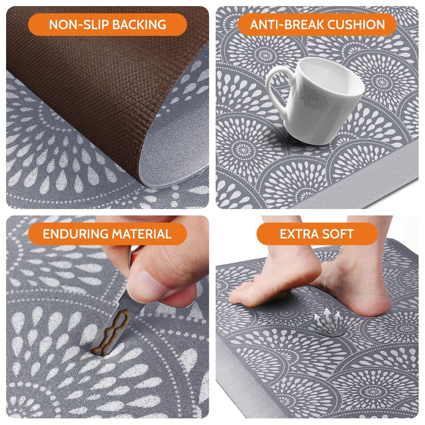Mattitude 4/5 Inch Kitchen Mat, 20x48in Heavy Duty Ergonomic Comfort Foam Standing Desk Mat, Waterproof Non-Slip Standing Mats and Rugs for Kitchen, Office, Black