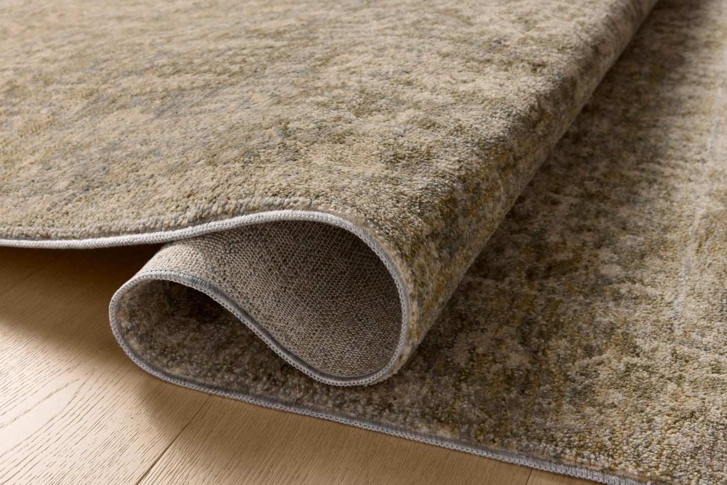 Loloi Magnolia Home by Joanna Gaines Junie Collection JUE-02 Moss/Natural 6'-7" x 9'-10", .38" Pile Height, Area Rug