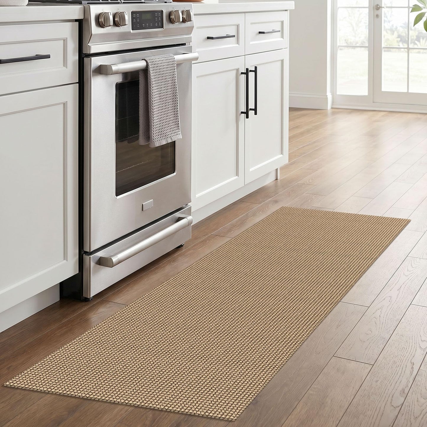 IOHOUZE Washable Runner Rug 2x6 Non Slip Rubber Backed Runners for Hallways Entryway Runner Indoor, Kitchen Rugs Woven Cotton Floor Carpet for Hall Entrance Bedroom, Orange/Tan/Brown