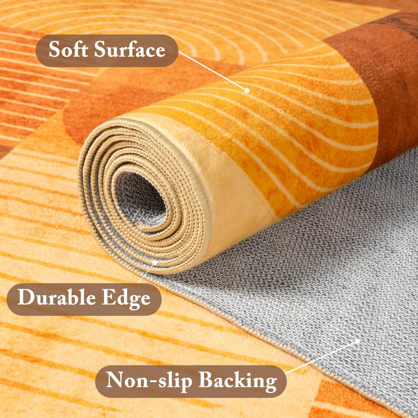 Ailyei 4x10 ft Wide Hallway Runner Rug, Soft Non Slip Washable Modern Geometric Kitchen Rugs, Wide Low-Pile Boho Floor Mat for Entrance, Bedroom, Entryway, Bathroom (Orange, 4x10 ft)