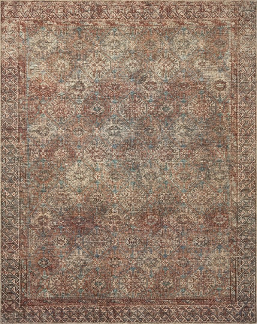 Loloi Amber Lewis Billie Collection, Aqua & Rust 2'-6" x 7'-6" Area Rug – Antique & Distressed Accent Rugs for Living Room, Bedroom, Entryway & Hallway, No Shed High Traffic Area Home Decor Rug