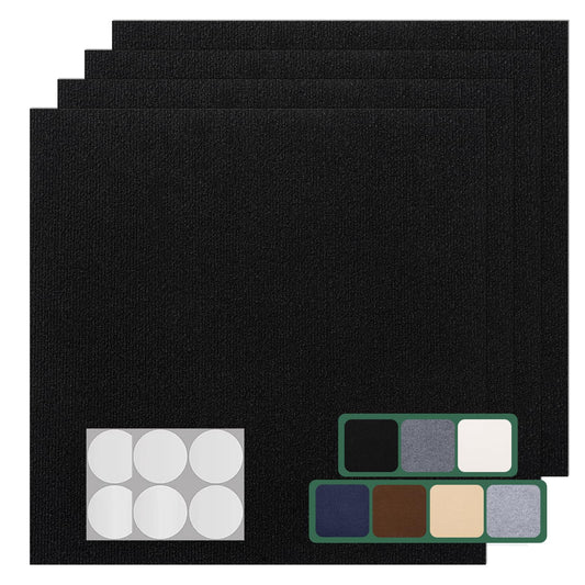 VallisCo Carpet Tile 20 Pack 24” X 24” Self Adhesive Carpet Floor Tiles Anti-Slip Squares Peel and Stick Floor Tile DIY Installation for Bedroom(Black)