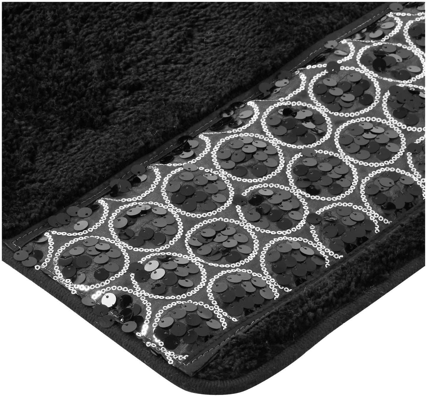 Popular Bath Sinatra Black Bathroom Rug Classic Luxury Bath Rug Contemporary Decor Black Bath Mat for Shower Unique Design Stylish Bling Mosaic, size 32" x 21", Black