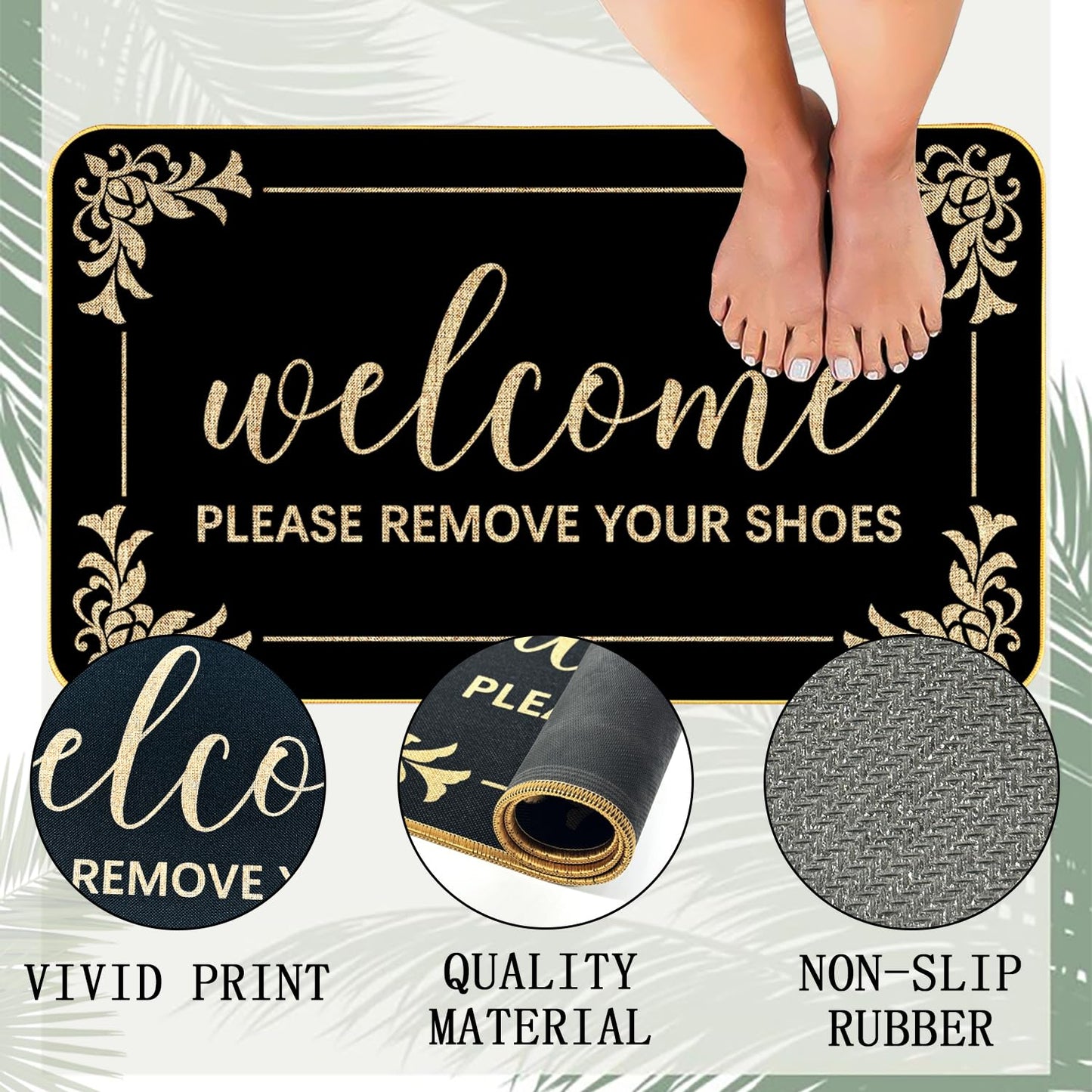 SUZEJHE Funny Welcome Mats Please Remove Your Shoes Doormats Rubber Non Slip Backing Cute Door Mat for Outdoor Indoor Uses Home Décor Housewarming Gift 17 x 29 Inch