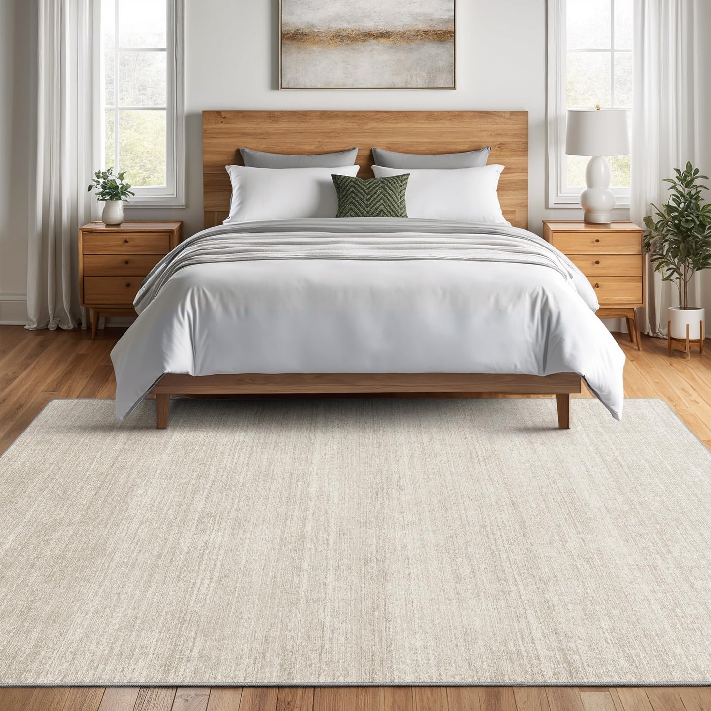 Valenrug Washable Rugs 8x10 - Stain Resistant 8x10 Area Rugs for Living Room, Non Slip Backing Printed Large Area Rugs for Bedroom, Folable Machine Washable Area Rug (8'x10', Beige)