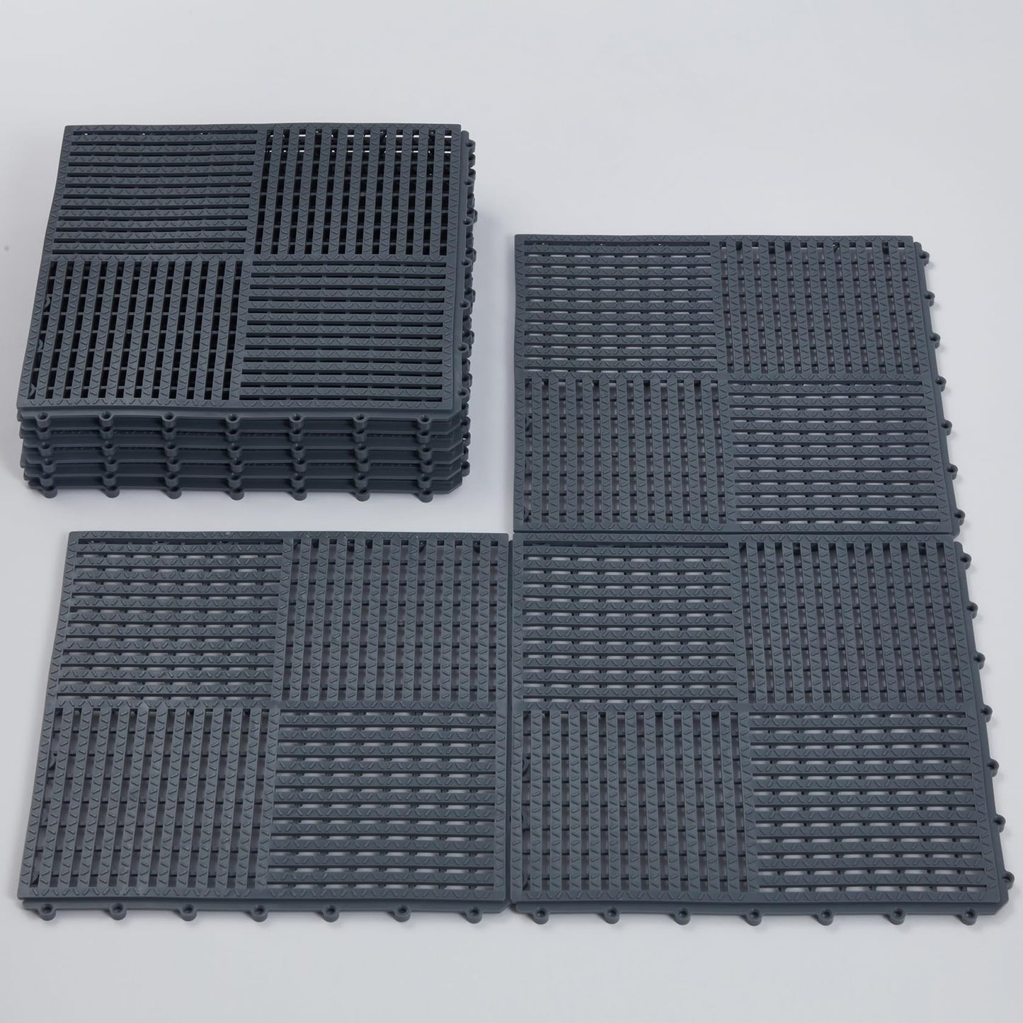 wiiiw 9 Pack Modular Interlocking Tiles Double Non-Slip 12"x12" Dark Gray