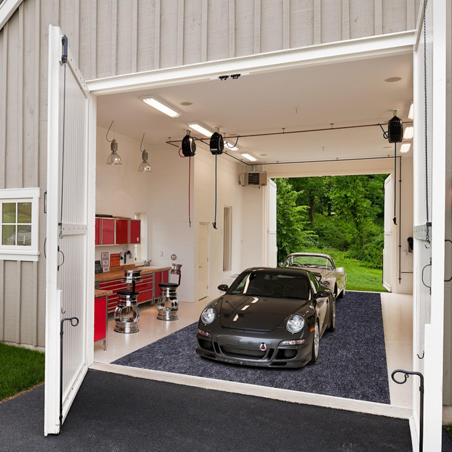Evercomfy Garage Floor Mat, 5 x 6 Ft Waterproof Mat with Non-Slip Backing, Reusable Absorbent Surface, Easy Clean Floor Protector Oil Spill Mats for Garage, Driveway, Workshop