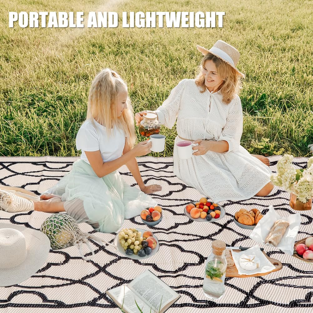 Pendolr Outdoor Rug Waterproof 8x10 ft Outdoor Carpet Patio Rug Mat Reversible RV Camping Rug Plastic Straw Rug Outside Outdoor Area Rug for Patio Deck Balcony Backyard Picnic Beach