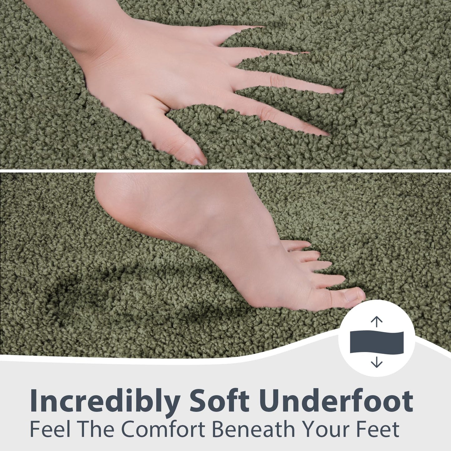 anllugs Bathroom Rugs 30" x 46", Non-Slip Extra Soft Absorbent Bath Rugs, Machine Washable Quick Dry Bath Mats for Bathroom Floor, Shower, Bathtub and Sink, Olive Green & Green