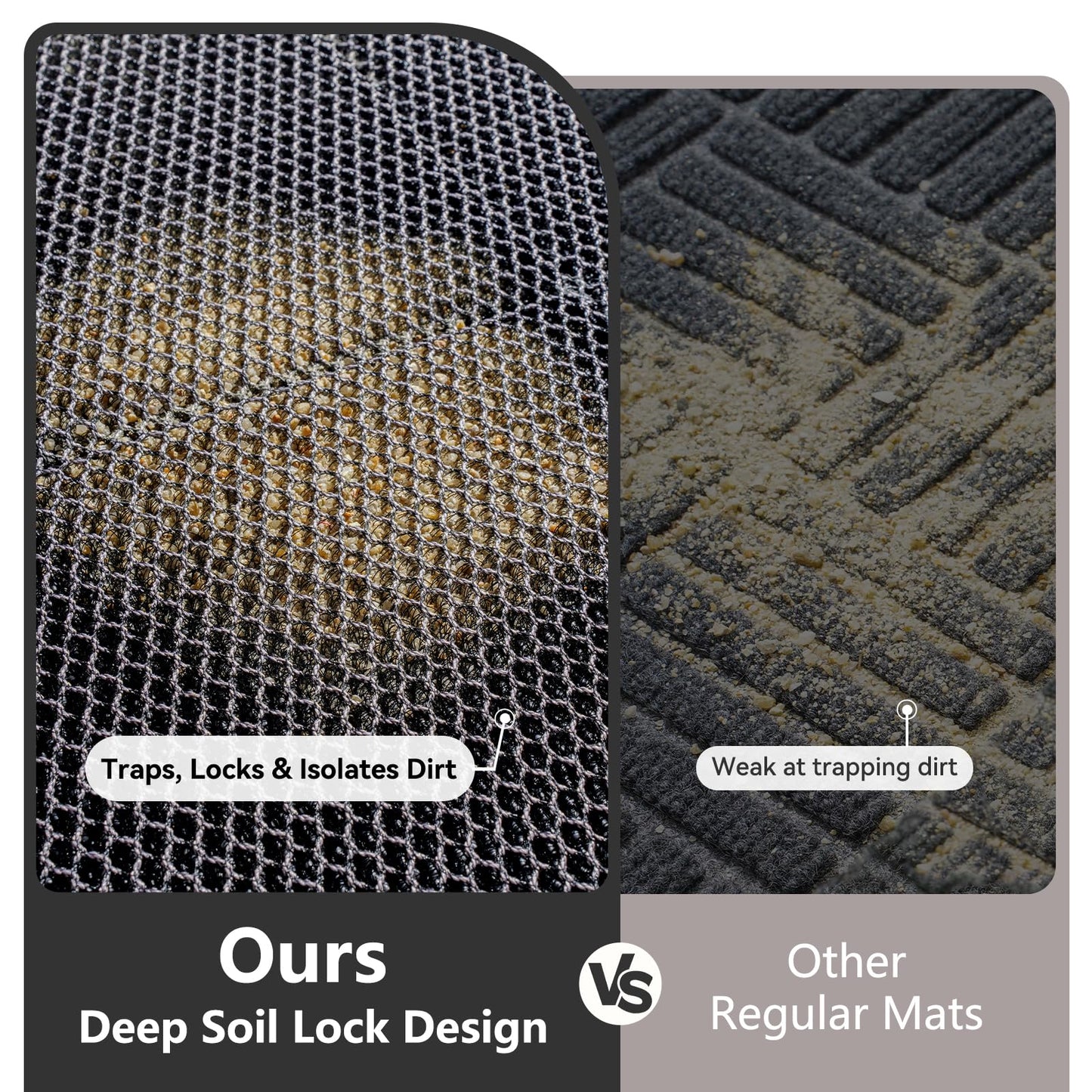 Quqei Front Door Mat Outside Entrance, 24"x36" Heavy Duty Outdoor Doormat Dirt Trapper, Non Slip Durable Welcome Mat for Front Back Door, Entry, Indoor, Porch, Low Pile, Easy to Clean, Grey