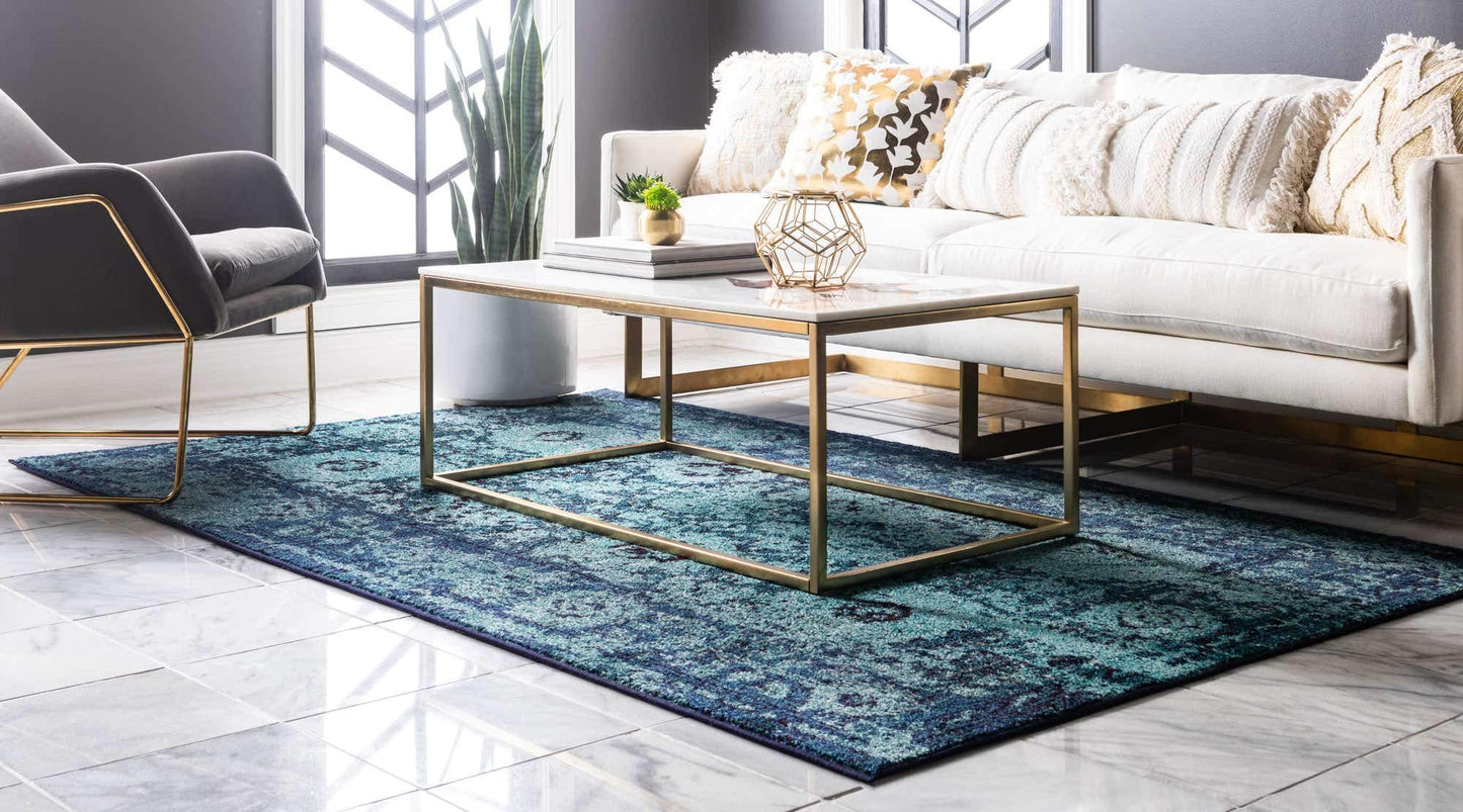 Unique Loom Medici Collection Vintage Botanical Traditional Blue Area Rug (5' 0 x 8' 0)