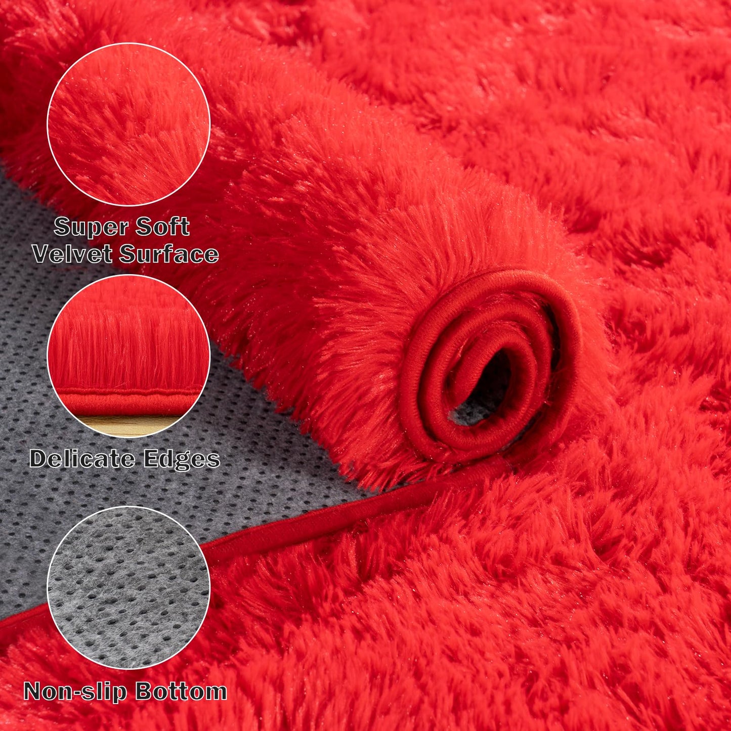 Lairep Large Area Rugs for Living Room Bedroom, 6x9 Feet Red Fluffy Shag Rugs, Ultra Soft Shaggy Plush Fuzzy Modern Indoor Throw Floor Carpet for Kids Girls Boys Dorm Nursery Home Decor Aesthetic