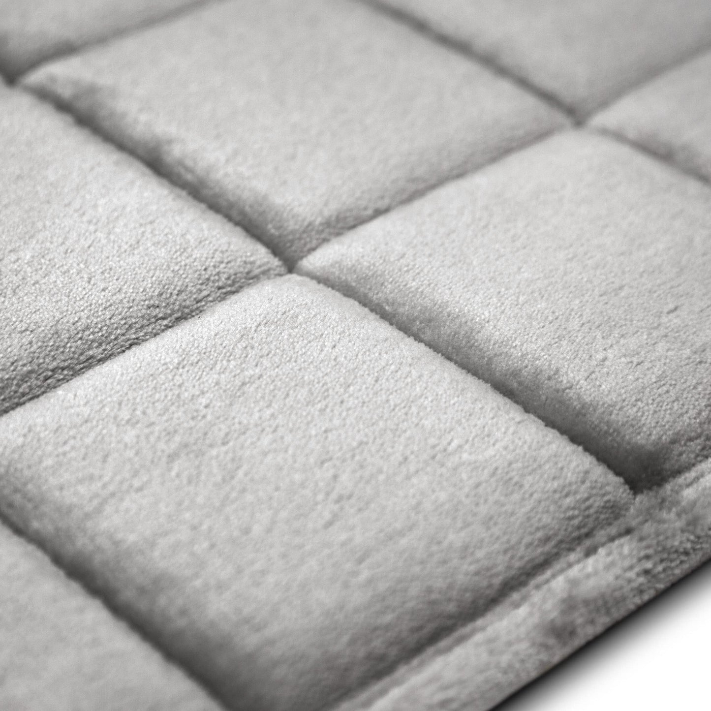 MICRODRY - Luxurious Square-Embroidered Memory Foam Bathroom Rug, Bath Rug with Skid-Resistant Base, Absorbent Kitchen, Room & Bathroom Rugs, 24 x 56 inches, Light Grey