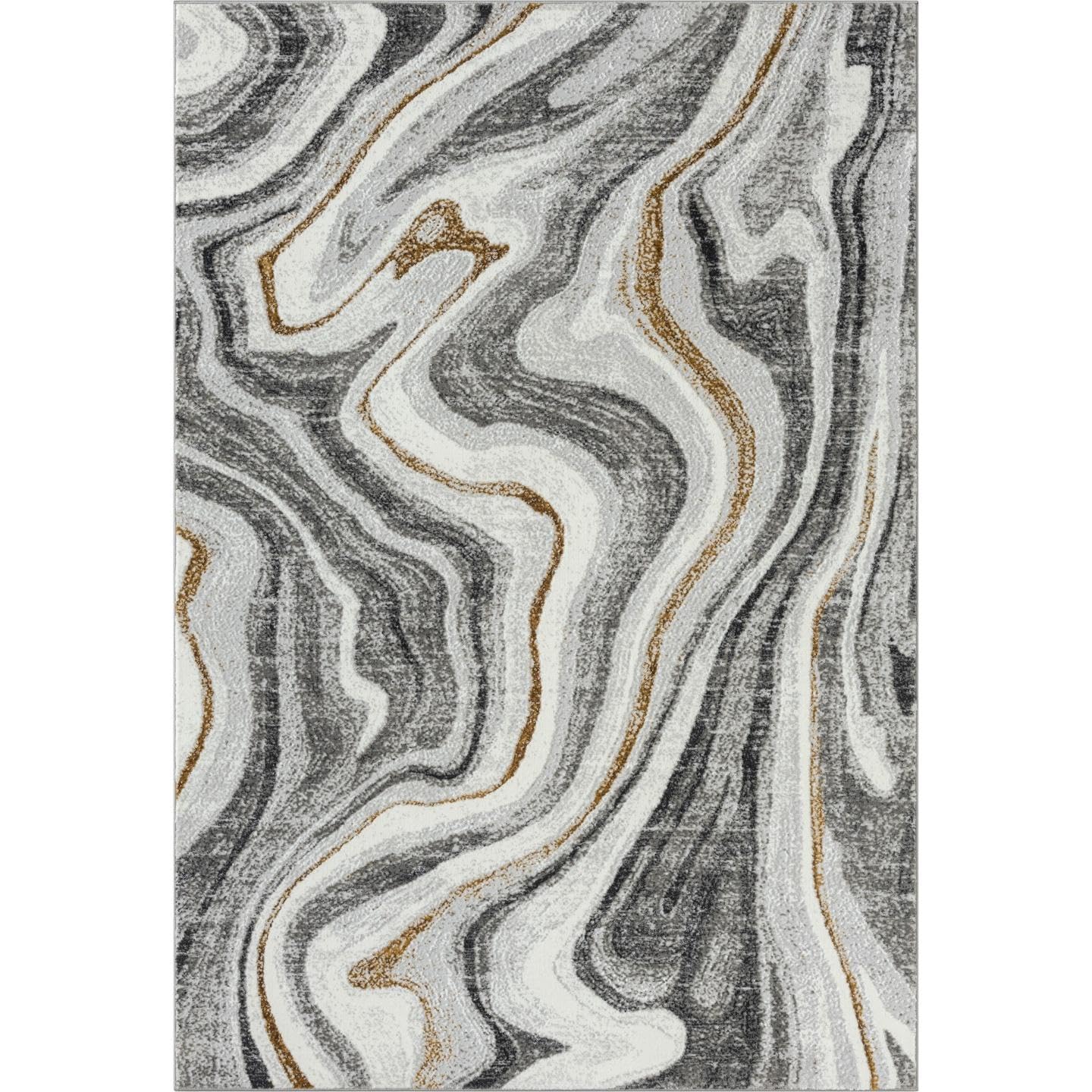 LUXE WEAVERS Marble Patterned Abstract Swirl Gray 5x7 Area Rug