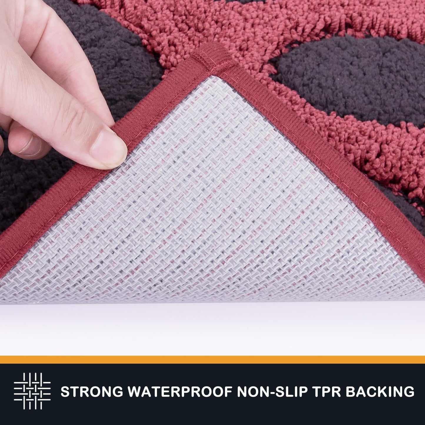 PURRUGS Dirt Trapping Door Mat 20" x 31.5", Non-Skid/Slip Machine Washable Microfiber Entryway Rug, Dog Doormat, Super Absorbent Welcome Mat for Muddy Wet Shoes and Paws, Burgundy Red
