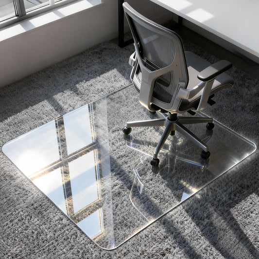 Azadx Tempered Glass Chair Mat for Carpet 36" x 48" Heavy Duty Office Chair Mat for Carpets 1/5" Thick for Carpeted Floor/Hard Floor Easy Glide Carpet Protector with Round Corner and Polished Edge