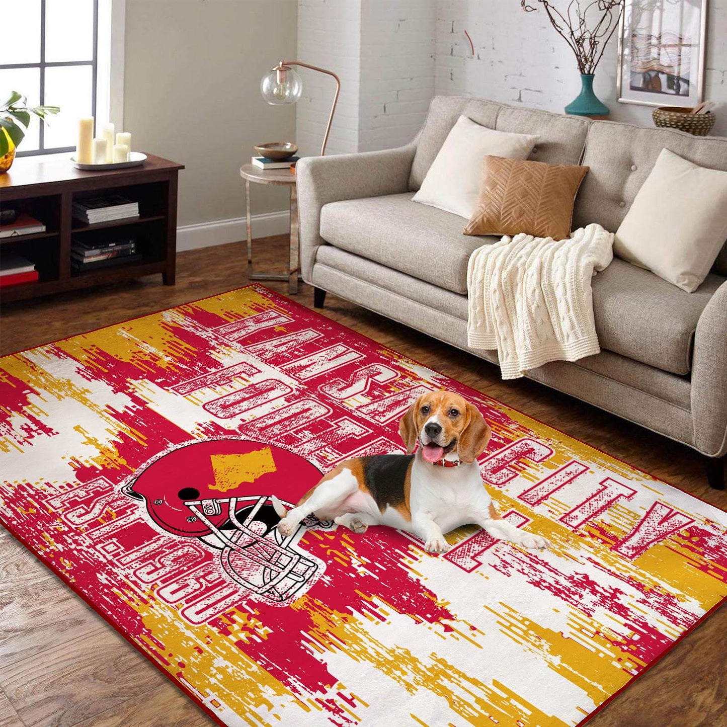 YANGUMGUAN Living Room Rug for Bedroom Machine Washable Football Sports Area Rugs Carpet Non-Slip Backing for Boys and Man Cave Decor 5x7