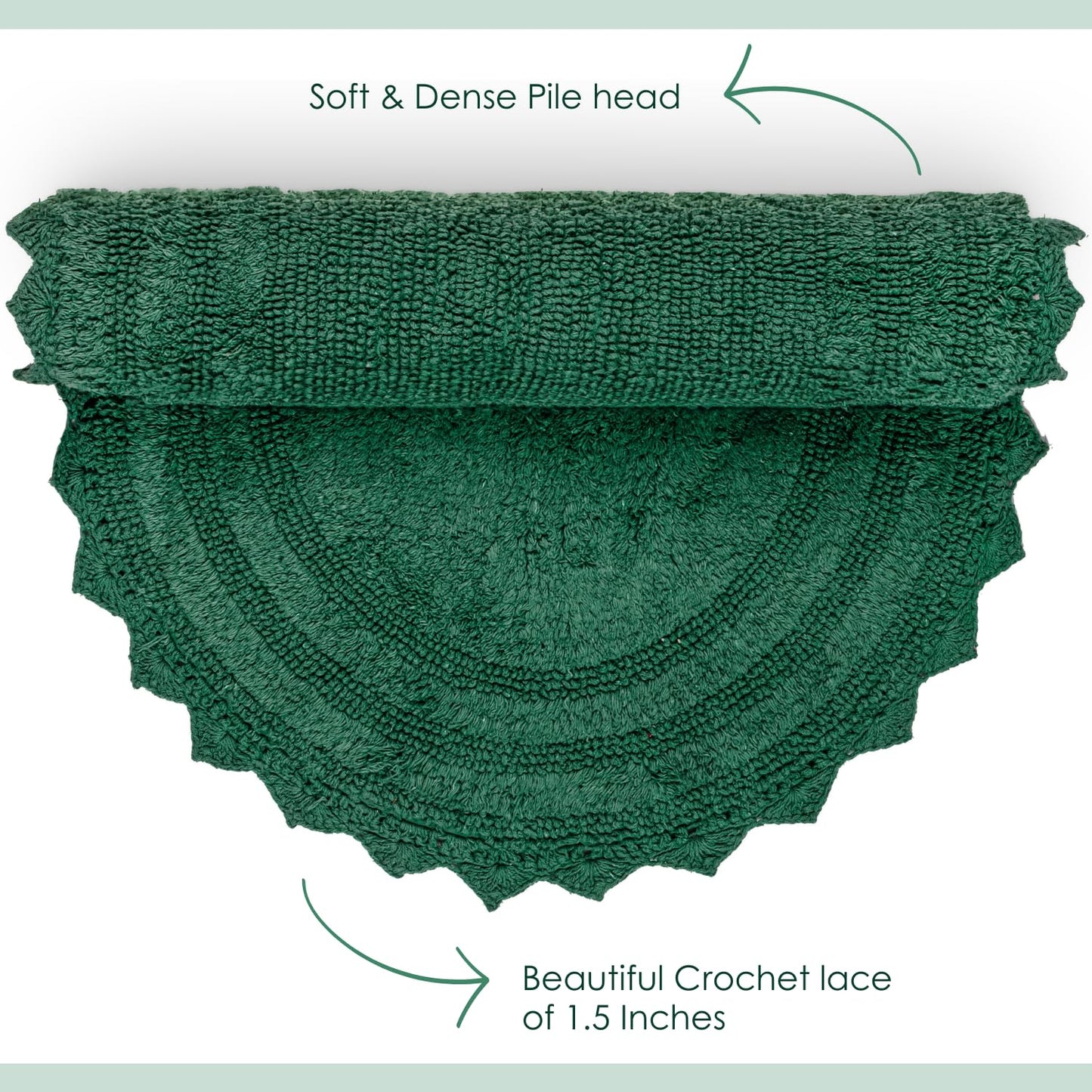RAJRANG Foliage Green Oval Cotton Bathroom Rug – 34x21 Inch Reversible Crochet Bathroom Rug – Soft, Absorbent, Handmade Boho Rug for Spa, Kitchen, or Entryway