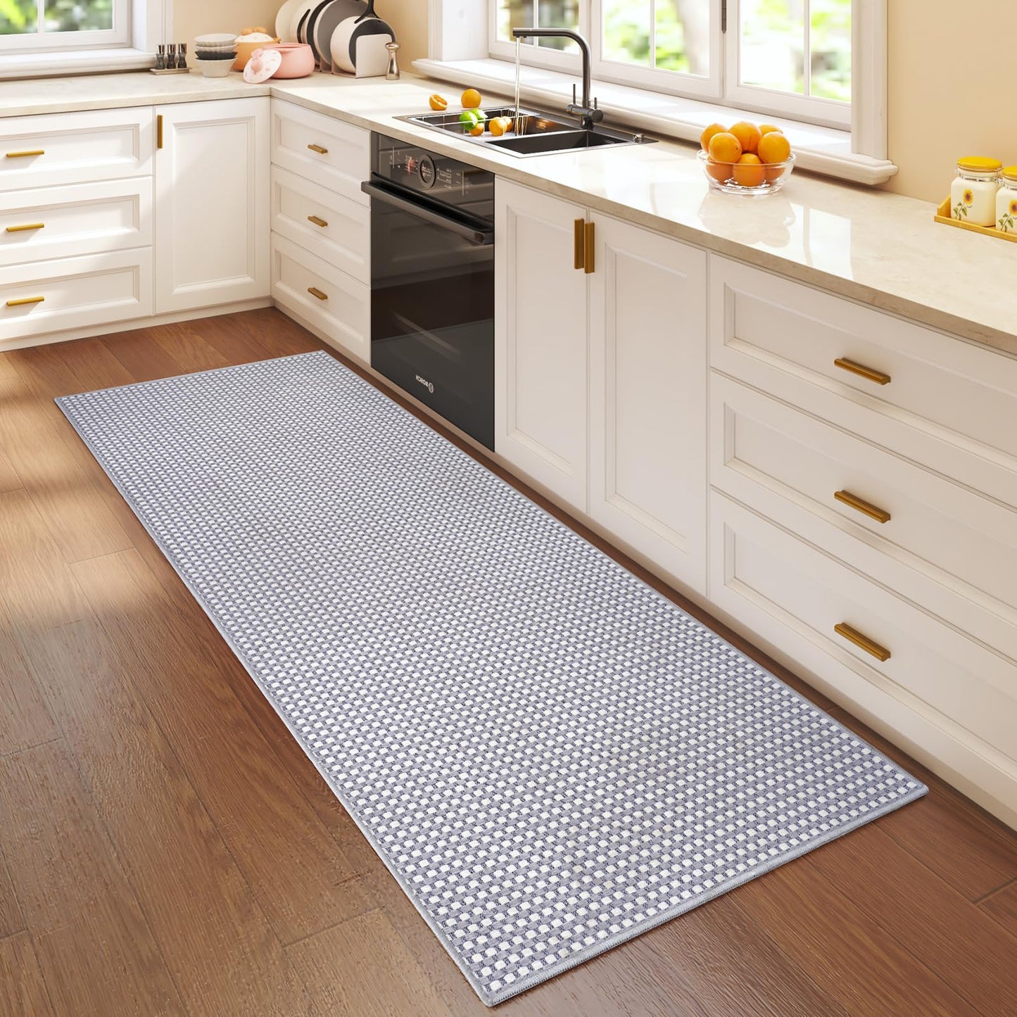 YDKGL 2x5 ft Hallway Runner Rug Boho Woven Washable Long Kitchen Runner Rugs Mat Non Slip, Soft Entryway Laundry Hall Runner Floor Carpet for Indoor Backdoor Bedroom Kitchen Living Room, Gray