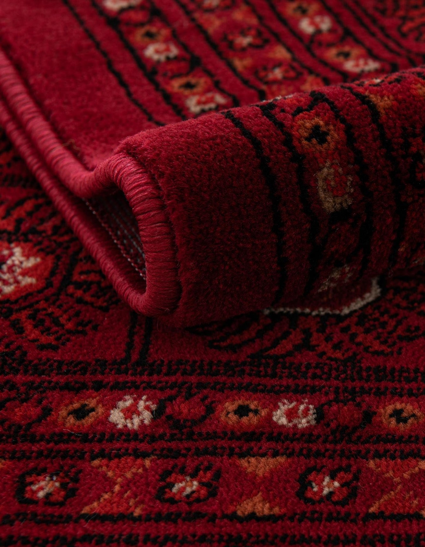 Rugs.com Bokhara Collection Rug – 5 Ft Round Red Medium-Pile Rug Perfect for Kitchens, Dining Rooms