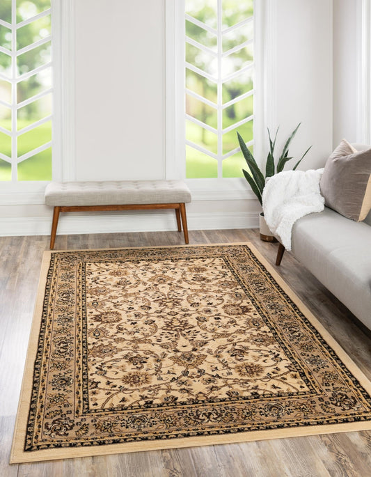 Unique Loom Sialk Hill Collection Area Rug - Washington (9' 10" x 14' 1" Rectangle, Ivory/ Beige)