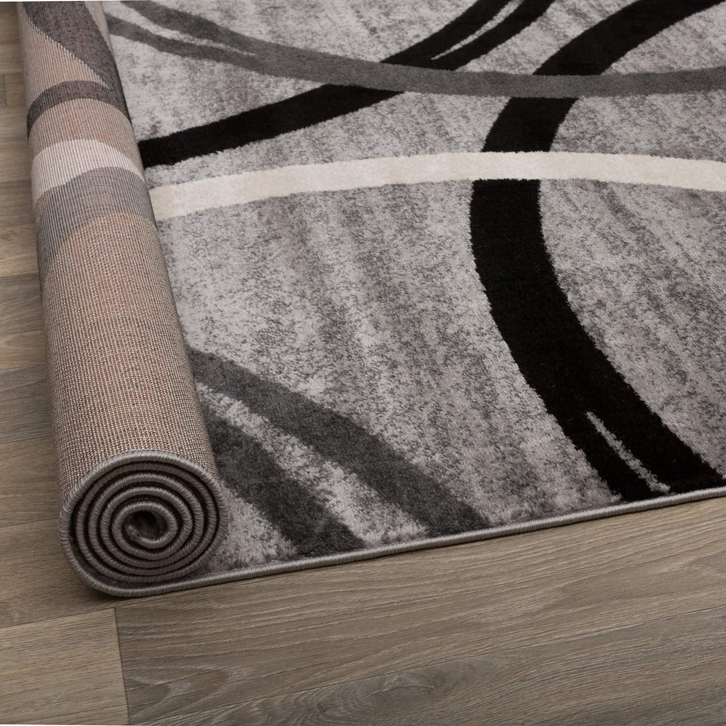 Rugshop Wavy Circles Design Oval Rug, Non-Shedding Carpet for Living Room, Dining Room, or Bedroom, Gray, 5' x 7' Oval