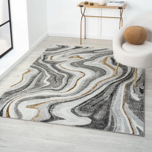 LUXE WEAVERS Marble Patterned Abstract Swirl Gray 5x7 Area Rug