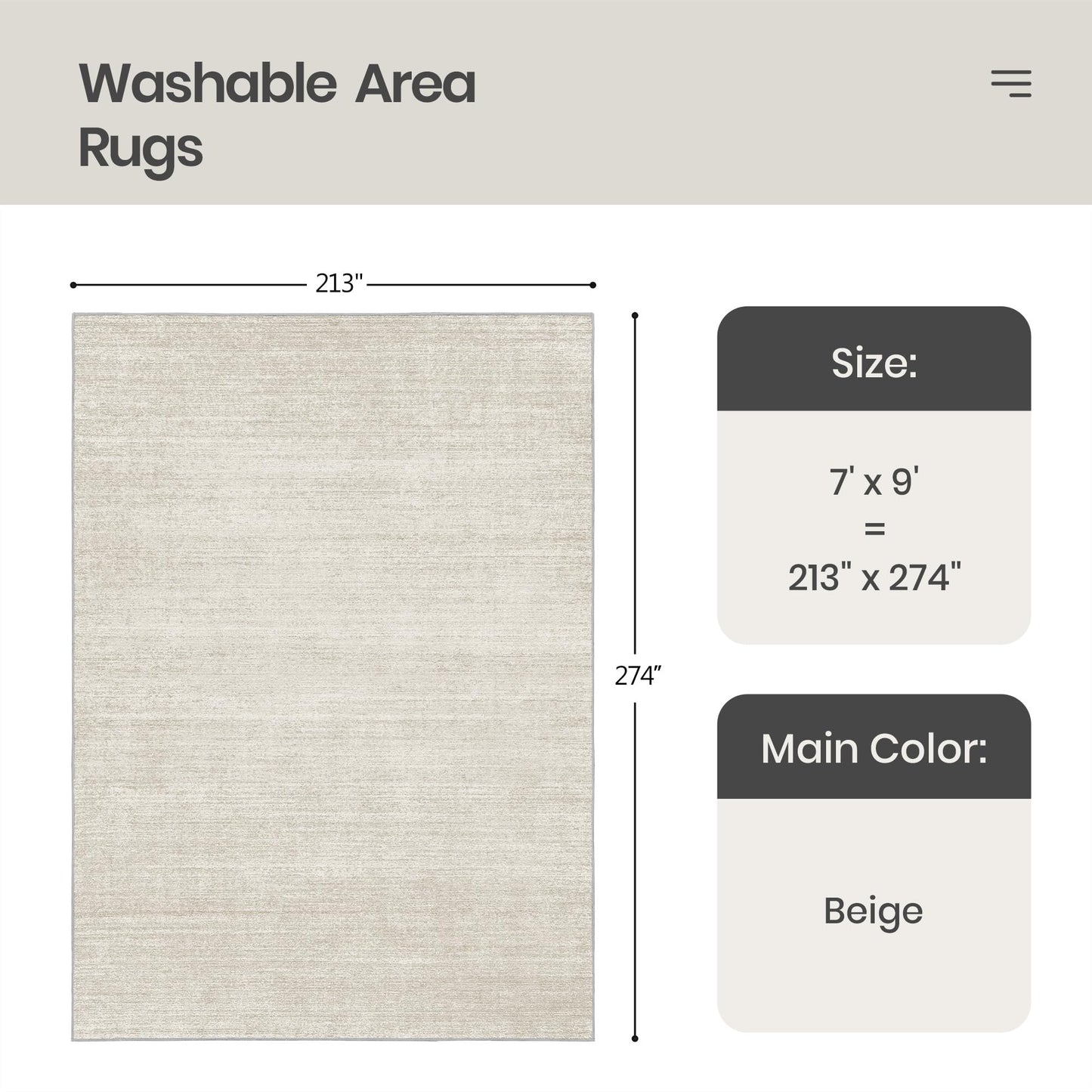 Valenrug Washable Rugs 5x8 - Stain Resistant 5x8 Area Rugs for Living Room, Non Slip Backing Printed Rugs for Bedroom, Folable Machine Washable Area Rug (5'x8', Beige)