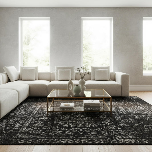 nuLOOM Arlena Vintage Traditional Area Rug - 5x8 Area Rug Modern/Contemporary Black/Grey Rugs for Living Room Bedroom Dining Room Kitchen