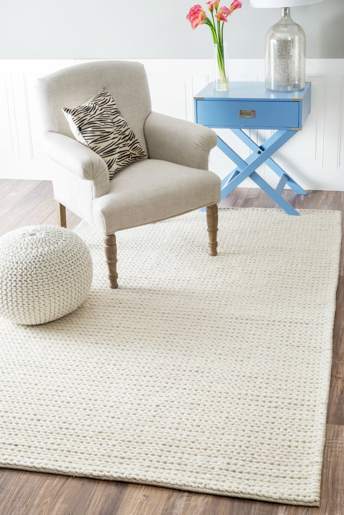 Nuloom Penelope Off-White/Ivory, 8'6" x 11'6", Hand-Braided, Wool & Cotton, Textured and Dense, High Traffic, Stain Resistant, Easy Clean, Durable Area Rug for Bedroom, Living Room, Dining, Entryway