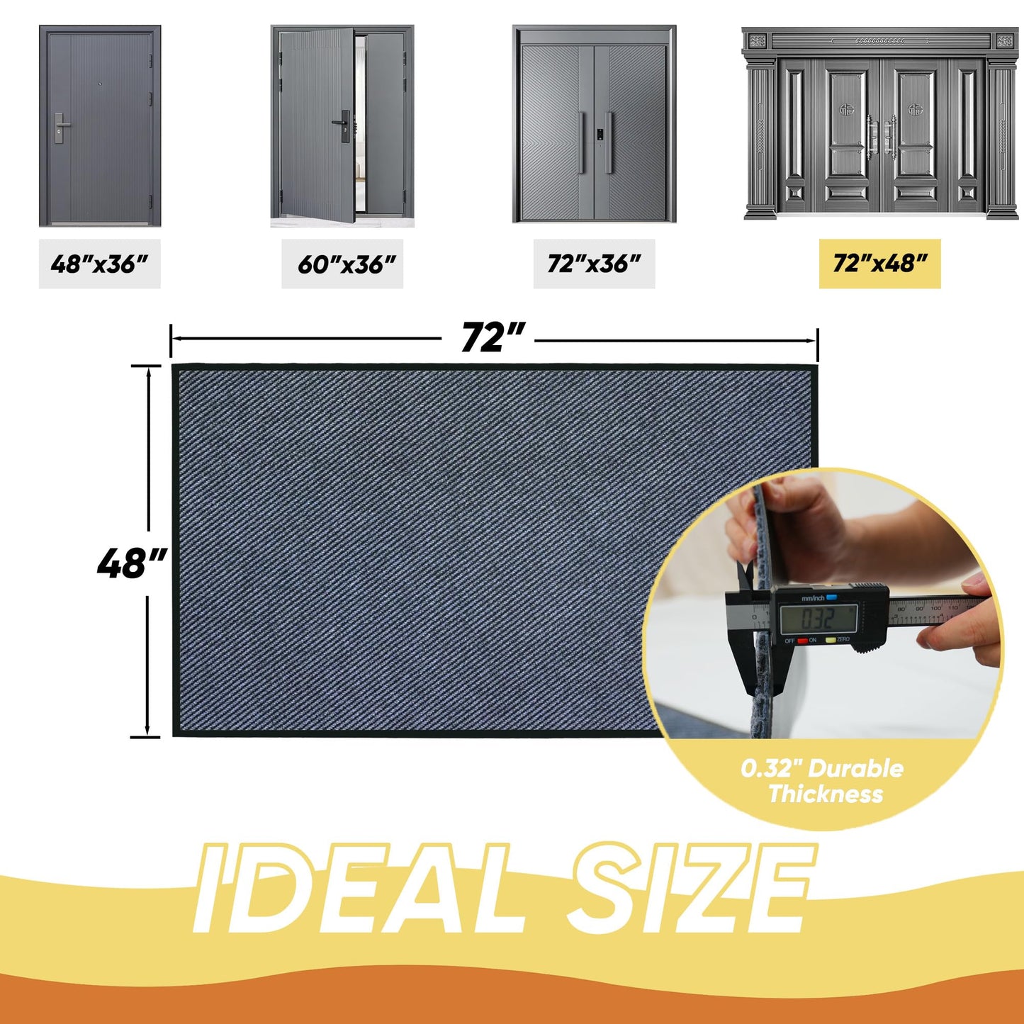 48x72inch Commercial Grade Entrance Mat Heavy Duty Doormat for High Traffic Entryways Rug All Weather Door Floor Mat with Ultra Grip PVC Backing Non Slip Welcome Mat for Patio,Entry,Indoor Outdoor