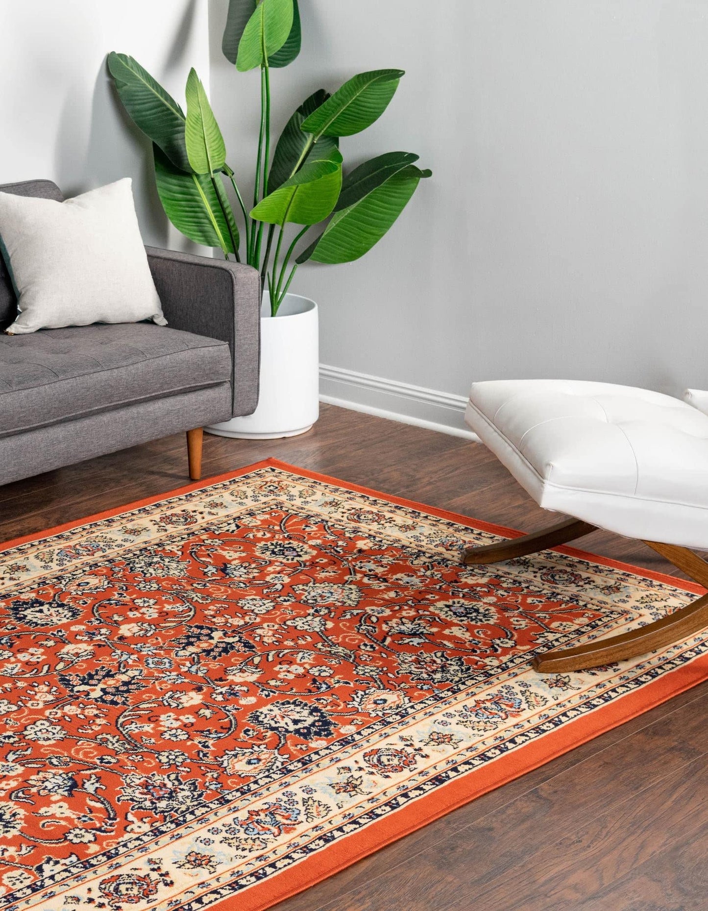 Unique Loom Sialk Hill Collection Area Rug - Washington (9' x 12' Rectangle Terracotta/Cream)