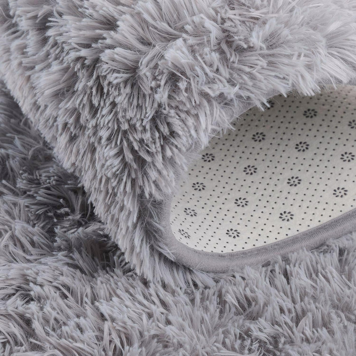 junovo Ultra Soft Washable Shaggy Rug - Non-Slip Oval Carpet for Nursery, Kids Bedroom & Home Decor (2.6x5.3ft Grey) | Plush Fluffy Floor Mat for Cozy Living Spaces