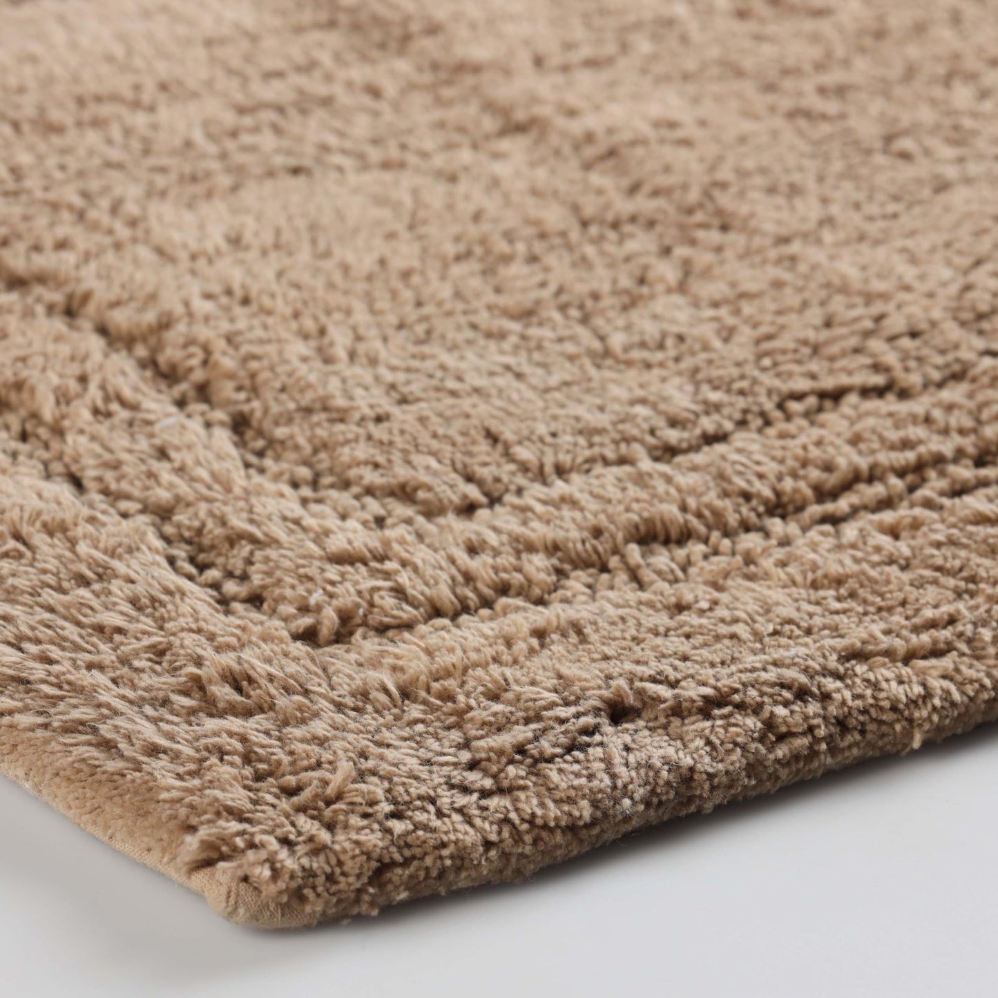 Superior Non-Slip 2 Piece Bath Rug Set, Ultra Plush, Soft, and Absorbent 100% Combed Cotton Pile - Traditional Oval Bath Mat Set, Latte