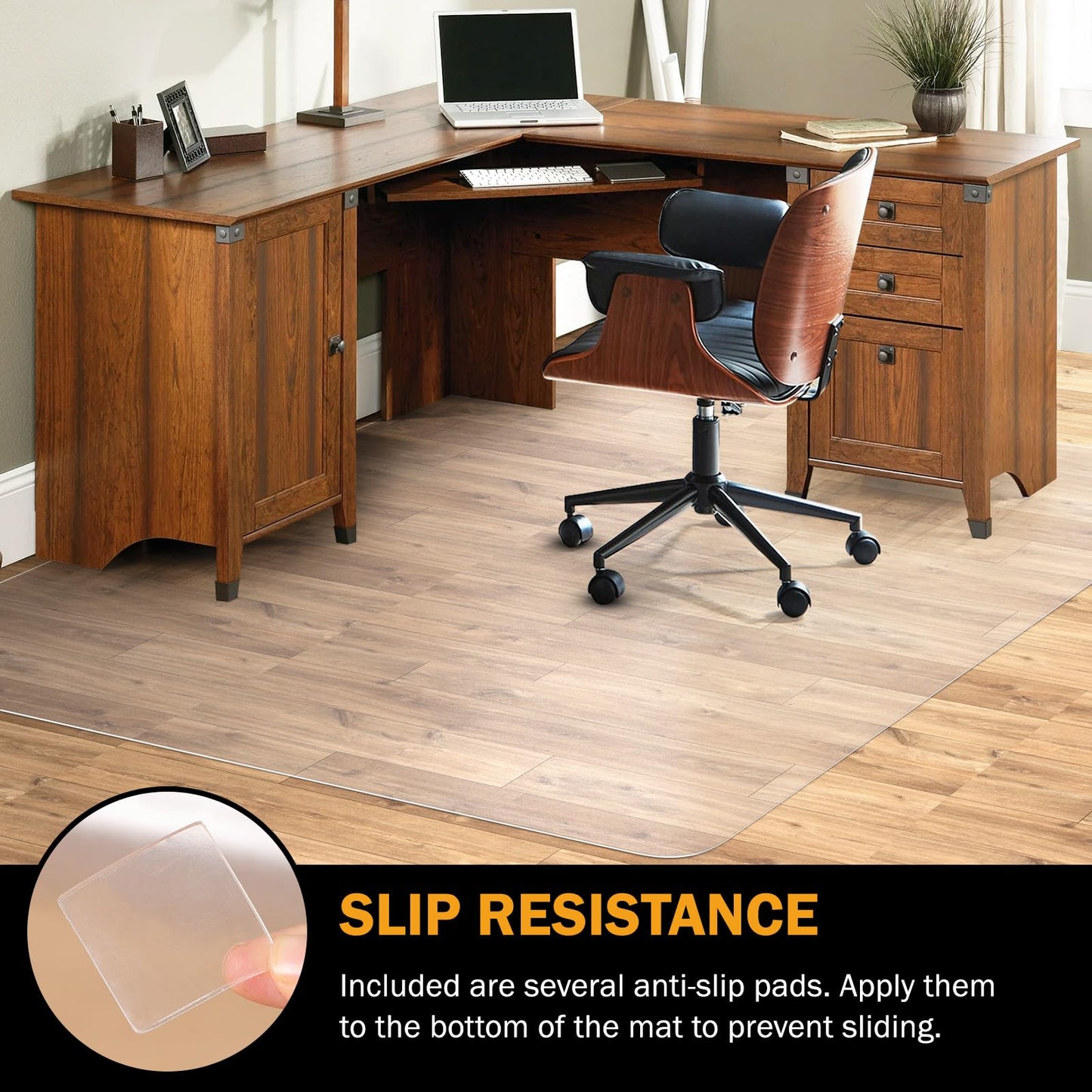 QQpony Office Chair Mat for Hard Floors, 60"x75" Large Chair Mat for Hardwood Floor, Waterproof Area Mat for Living Room, Hard Floor Protector Computer Desk Rug for Home Office (Clear)