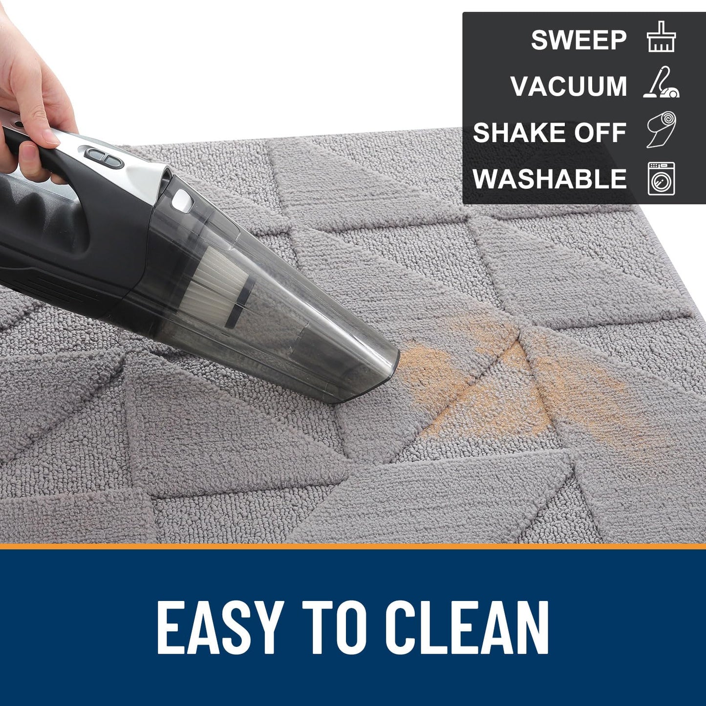 OLANLY Door Mats Indoor, Non-Slip, Absorbent, Dirt Resist, Entrance Washable Mat, Low-Profile Inside Entry Doormat for Entryway (36x24 inches, Grey)