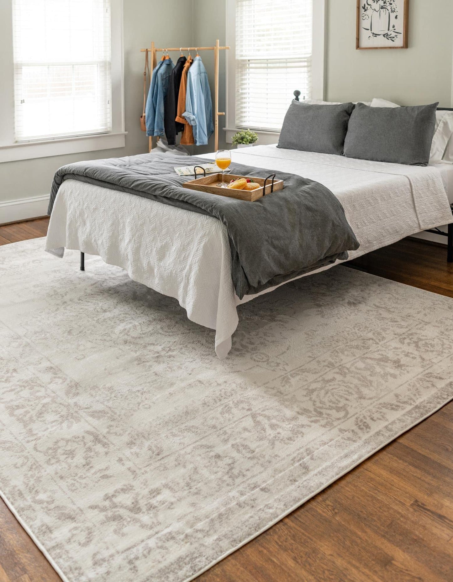 Unique Loom Oxford Collection Area Rug - Bodleian (3' x 5' 3" Rectangle, Ivory/ Gray)