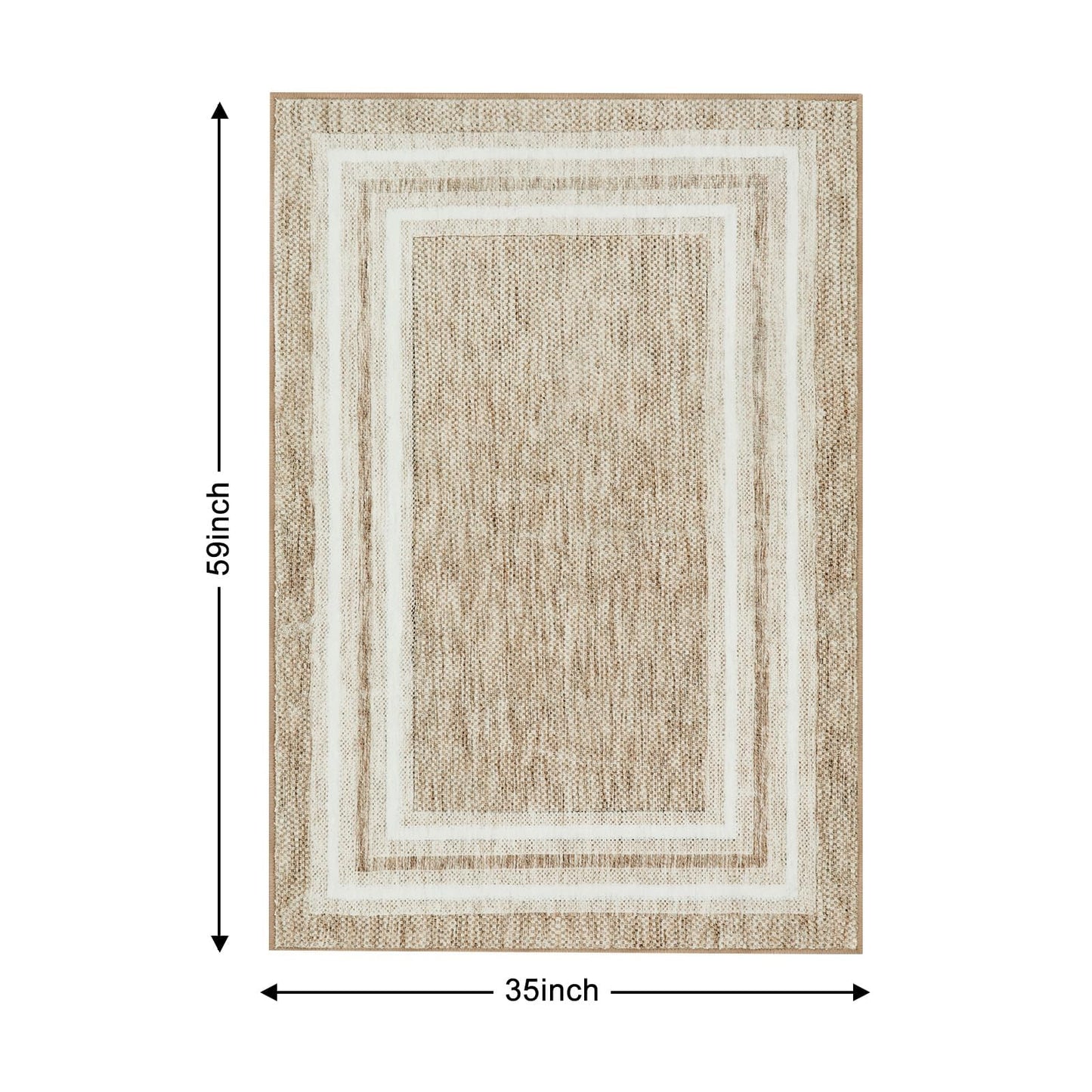 OJIA Modern Bordered Washable Rug 3'x5', Printed Non Slip Rug for Living Room Soft Bedroom Entry Mat Non-Shedding Accent Carpet Indoor Door Mat Small Carpet for Entryway Kitchen Bathroom Office