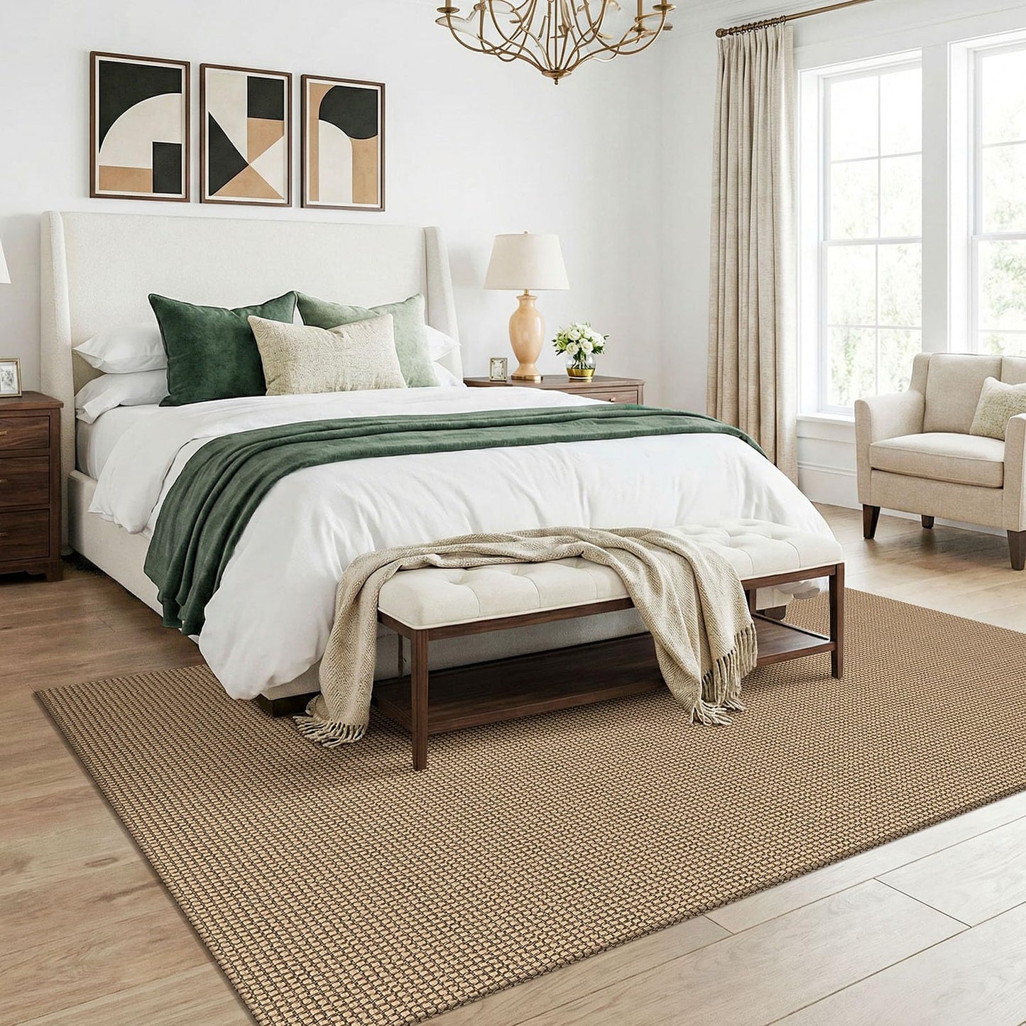 KOZYFLY Washable Area Rug 5x7 ft Rubber Backed Non Slip Rugs for Living Room Braided Cotton Bedroom Rug Woven Office Rugs Indoor Floor Carpets for Dining Bedroom Living Room, Orange Beige/Tan/Brown