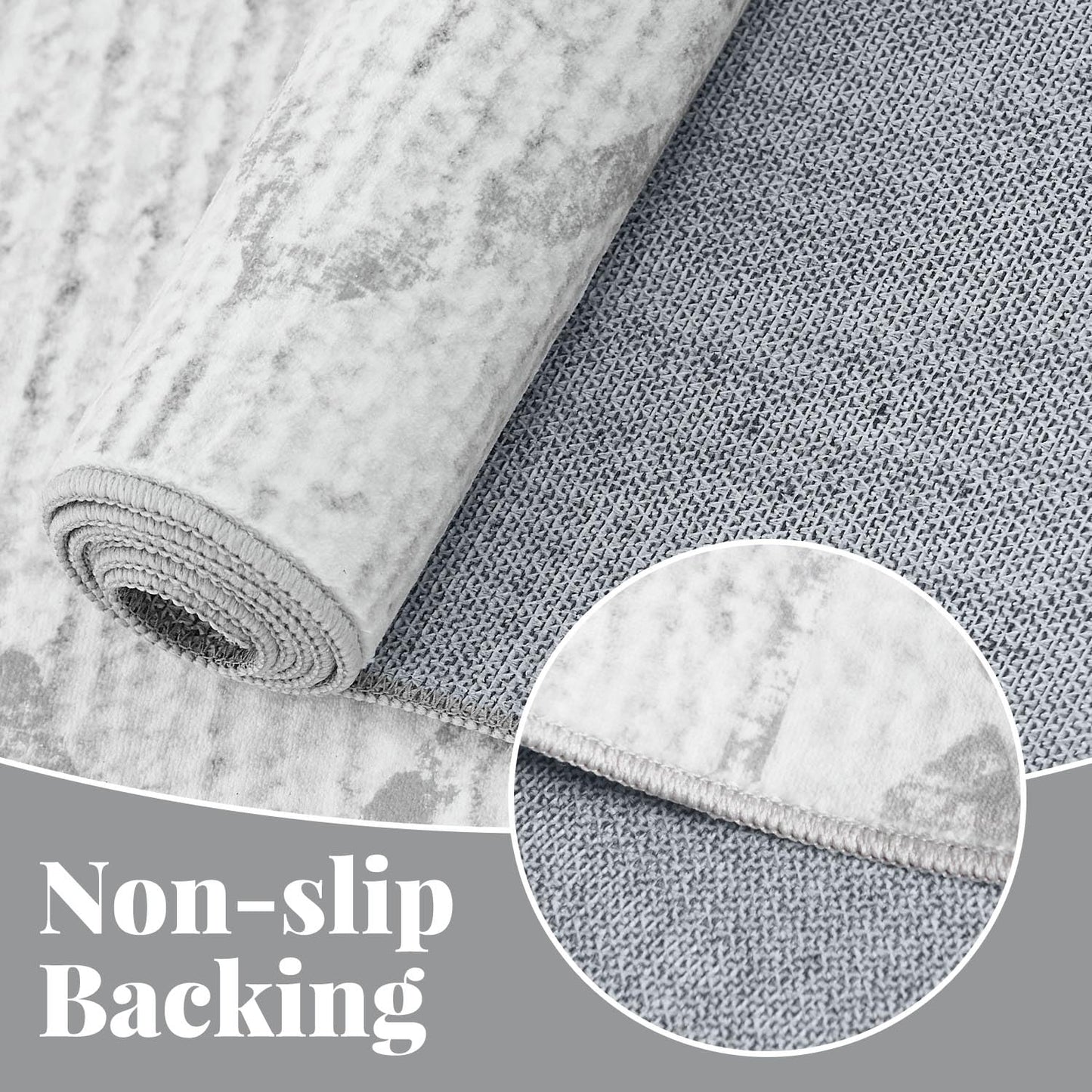 jinchan Hallway Runner Rug 3x7 - Moroccan Kitchen Machine Washable Runner Rug Modern Geometric Soft Faux Wool Ultra-Thin Low-Pile Non-Slip Carpet for Laundry Room Bedroom Farmhouse (3x7ft, Grey)