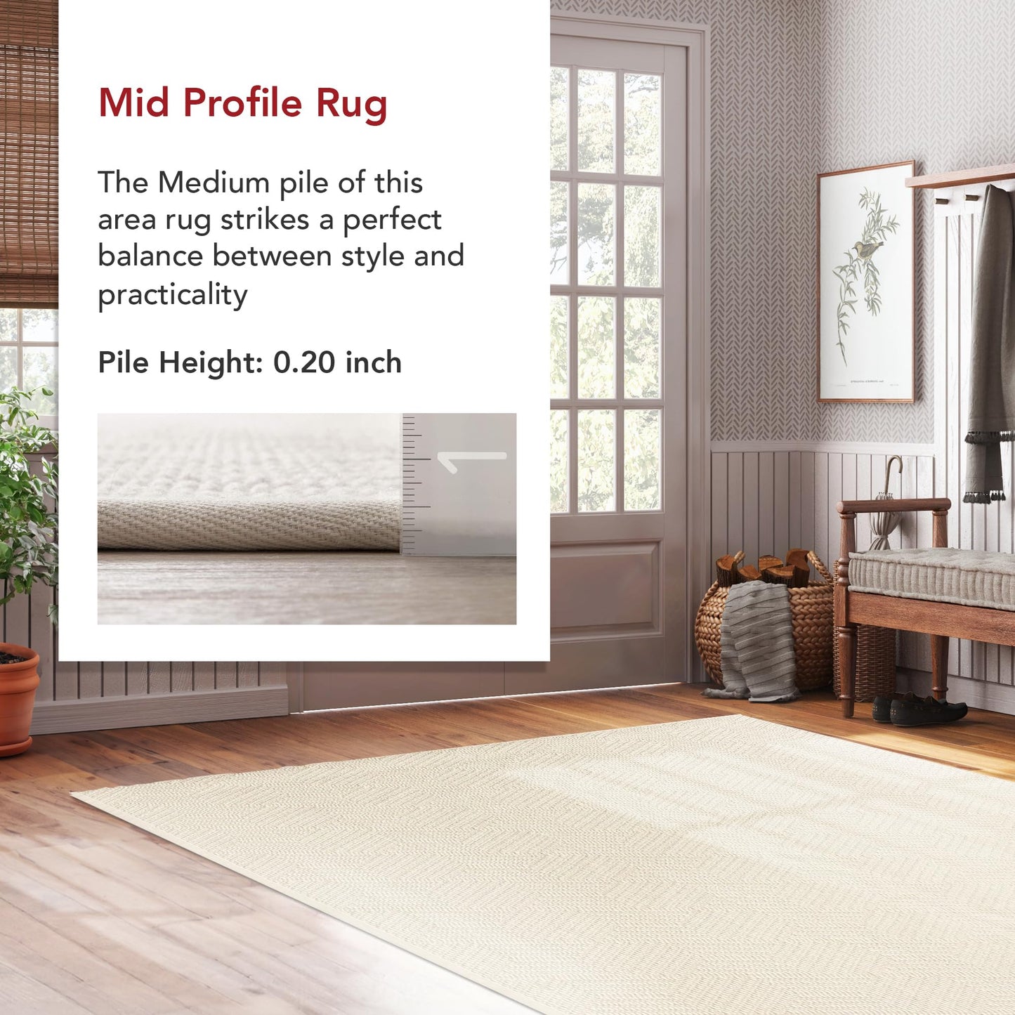 nuLOOM Natural Textured Suzanne Area Rug, 6x9, Cream