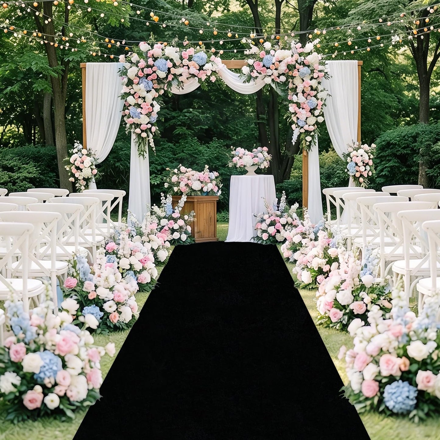 FOTSHARER Wedding Aisle Runner Black Carpet Aisle Runner 4FTx15FT Velvet Aisle Rug Runners with Carpet Tapes Bridal for Wedding Ceremony Graduation Church Prom Events