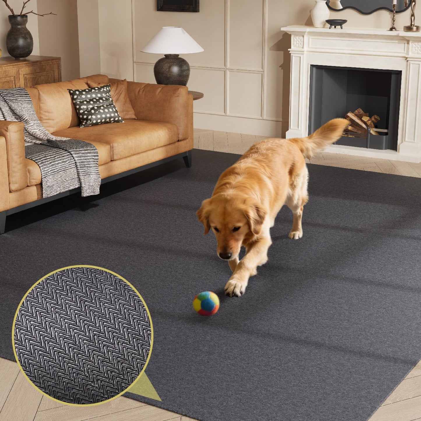 NENSIUM Rug Pad 3x5 Non Slip for Hardwood Floors, 1/4” Extra Thick Waterproof Felt Carpet Pad, Low Profile Underlay for Area Rugs, Safe for LVP & All Floor Finishes, Odorless & Soundproof