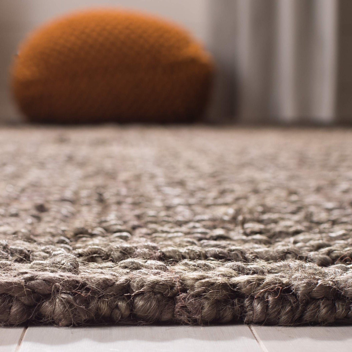 SAFAVIEH Area Rug 8' Square - Natural Fiber Collection - Brown, Handmade Jute, Farmhouse Style, Chunky Textured Thick Pile (NF447D)