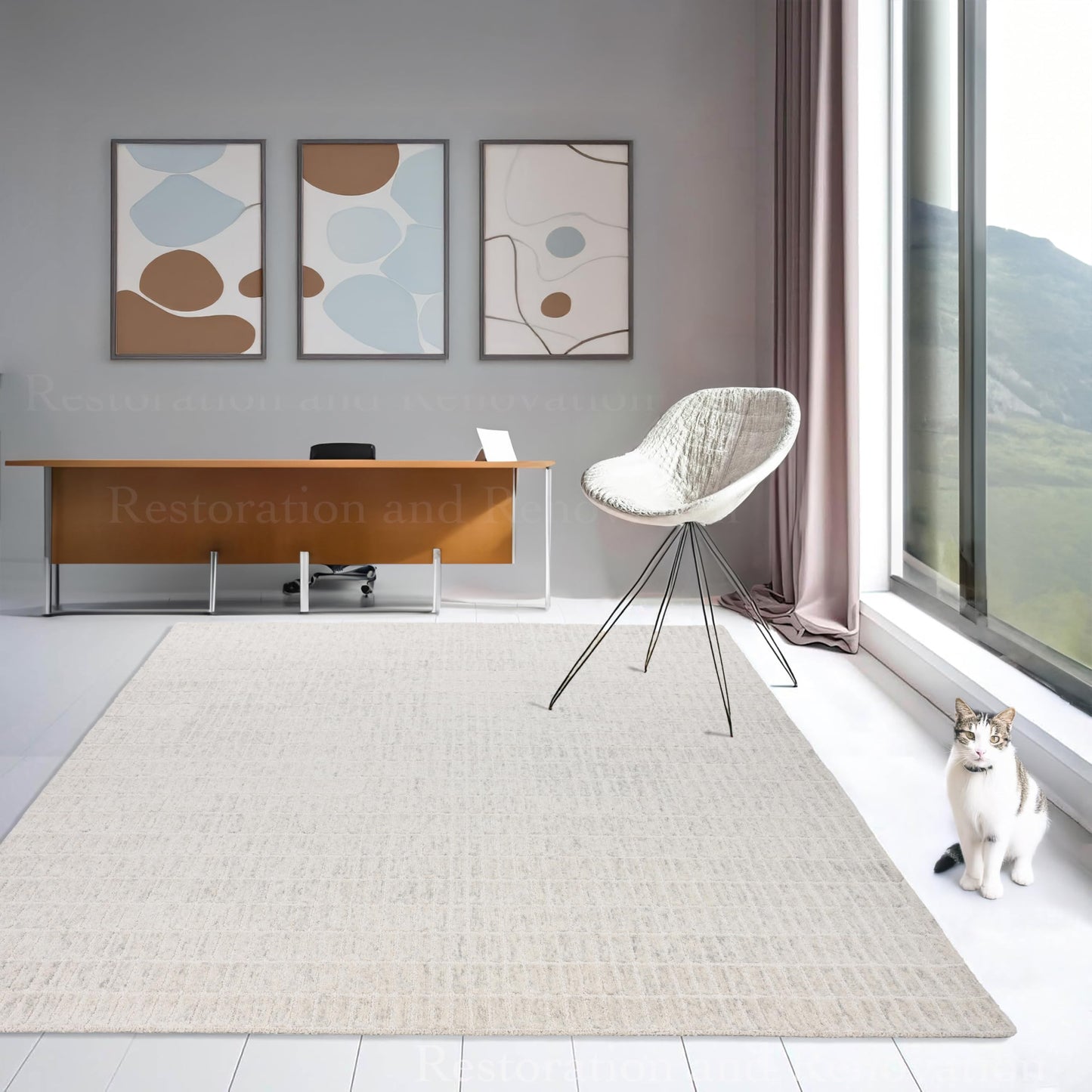 RUGORIA Hand-Tufted 100% Wool Area Rug – Unique Modern Geometric Grid Pattern, Soft Plush Textured Carpet for Living Room, Bedroom, Dining Room & Entryway (Grey,Beige, 6' x 9')