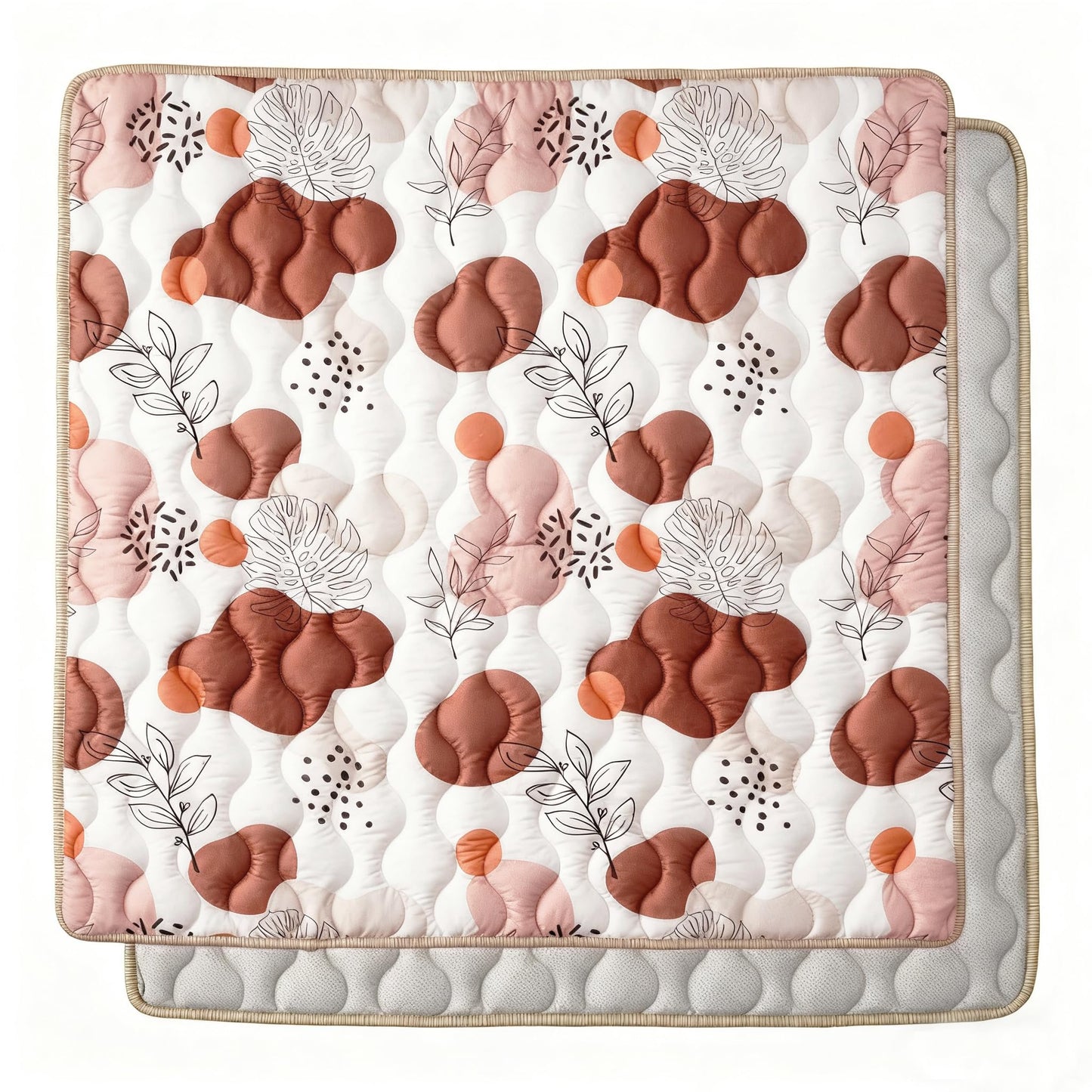 Bunnikins & Clover Baby Play Mats for Floor, 71"x59" Thicken Soft Play Mat for Babies 6-12 Months, Foldable and Non Slip One-Piece Crawling Mat, Washable Foam Playmat for Baby, Tummy Time