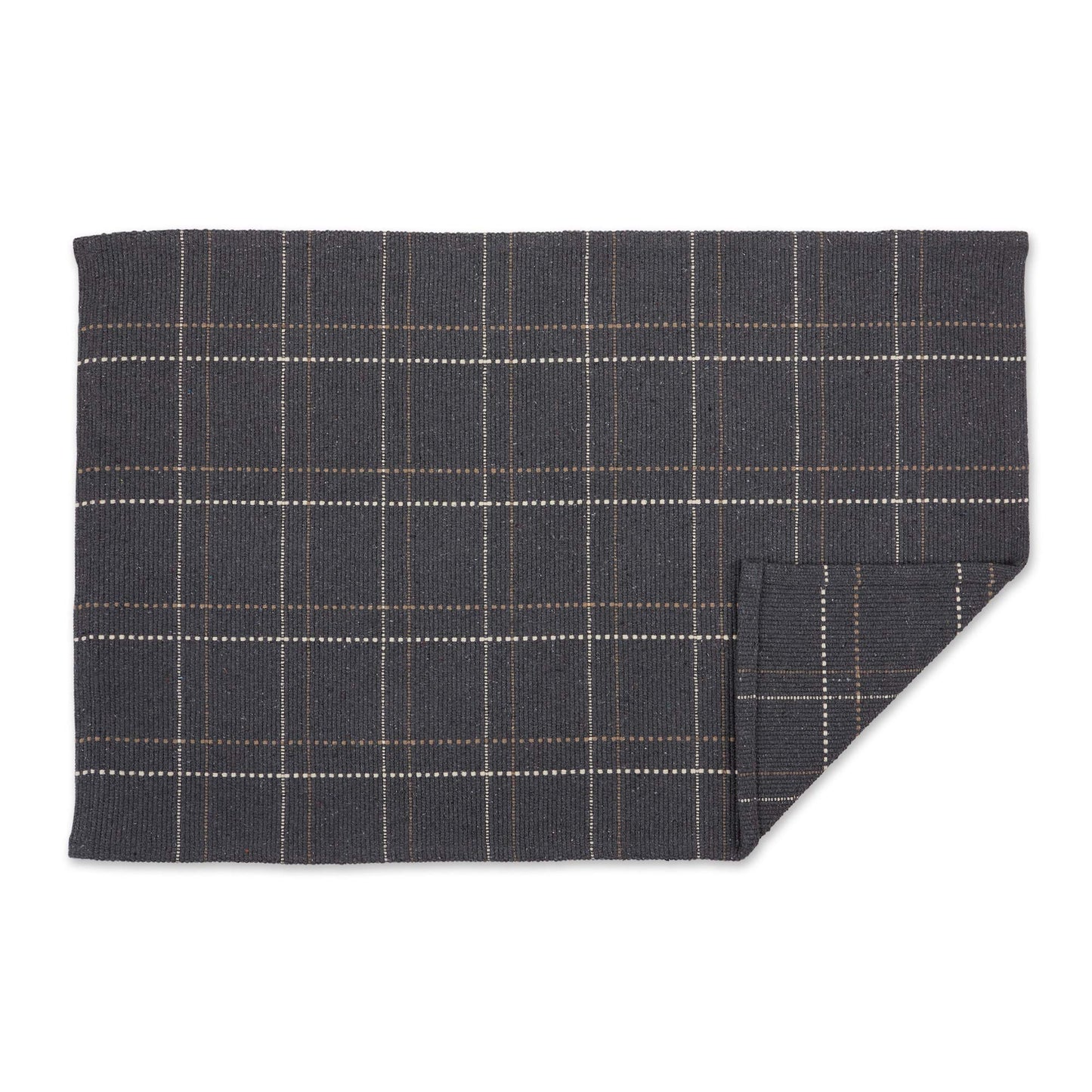 DII Woven Rugs Collection Recycled Yarn, Reversible, 2x3' Area Rug Set, Mineral Plaid, 2 Piece
